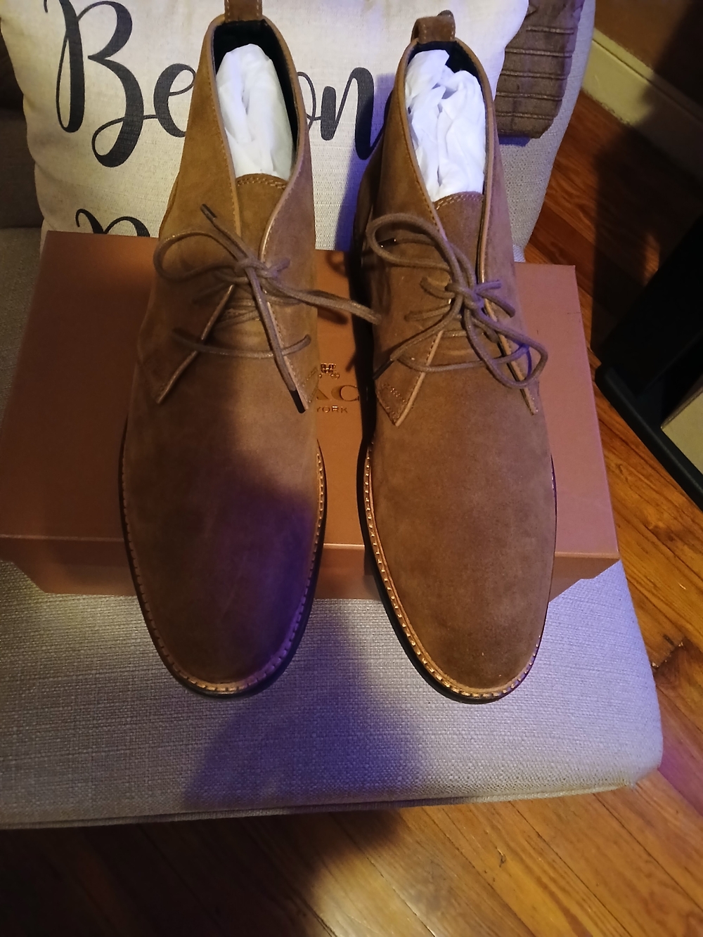 Coach Men's Brown Suede Chukka Boots - Lace-Up